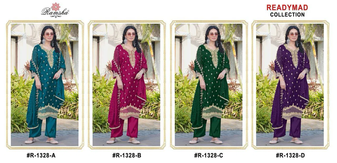 R 1328 Nx By Ramsha Fandy Pakistani Readymade Suits Wholesalers In India